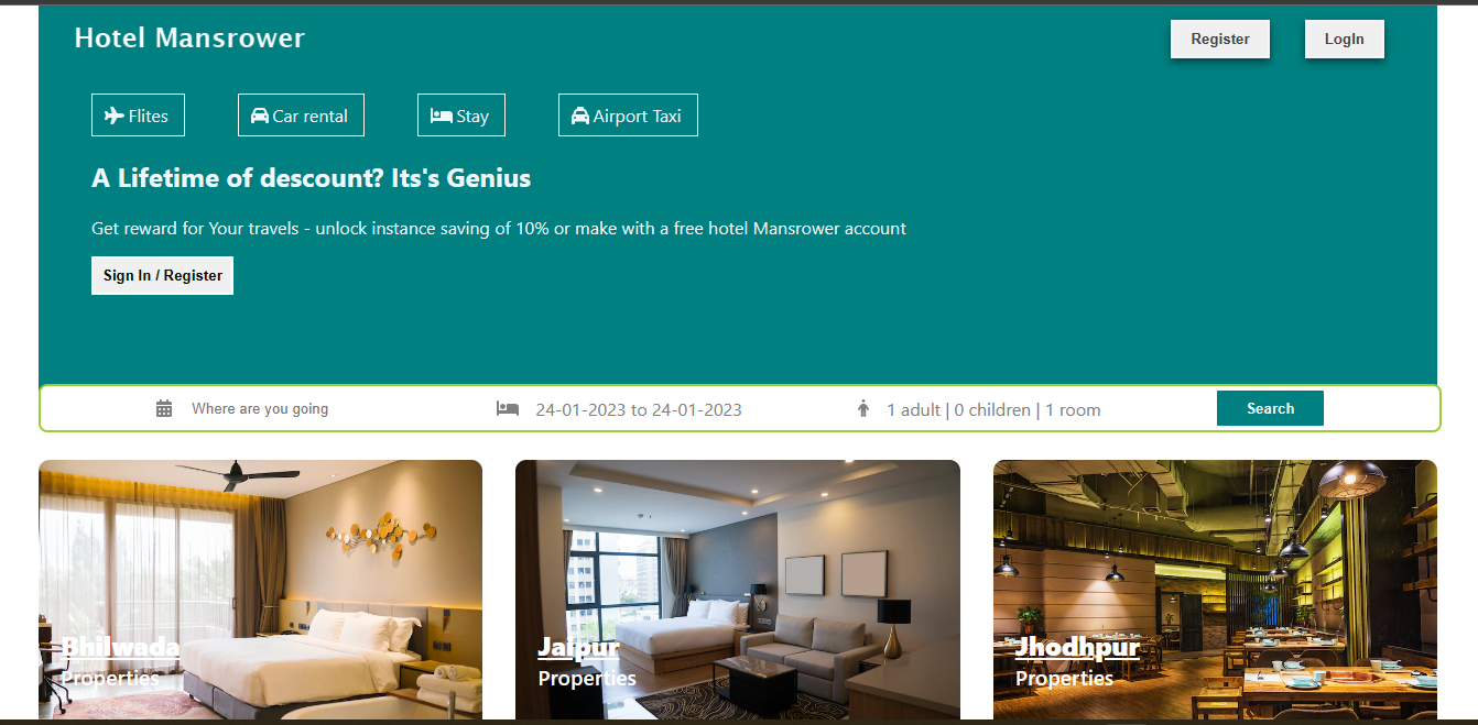 Screenshot of Hotel Booking Application